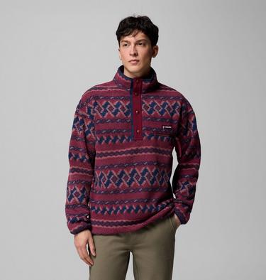Men's Helvetia II Printed Half Snap Fleece, Color: Rich Wine KnitKnot, image 13