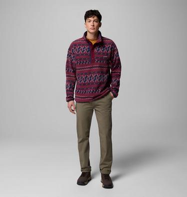 Men's Helvetia II Printed Half Snap Fleece, Color: Rich Wine KnitKnot, image 14