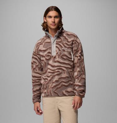 Men's Helvetia II Printed Half Snap Fleece, Color: Iron, Topoglitch, image 3