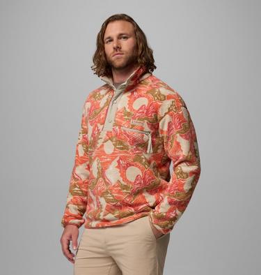 Men's Helvetia II Printed Half Snap Fleece, Color: Washed Red, Sunscapes, image 24