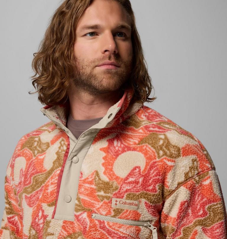 Men's Helvetia II Printed Half Snap Fleece, Color: Washed Red, Sunscapes, image 5