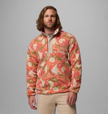 Men's Helvetia II Printed Half Snap Fleece, Color: Washed Red, Sunscapes, image 11