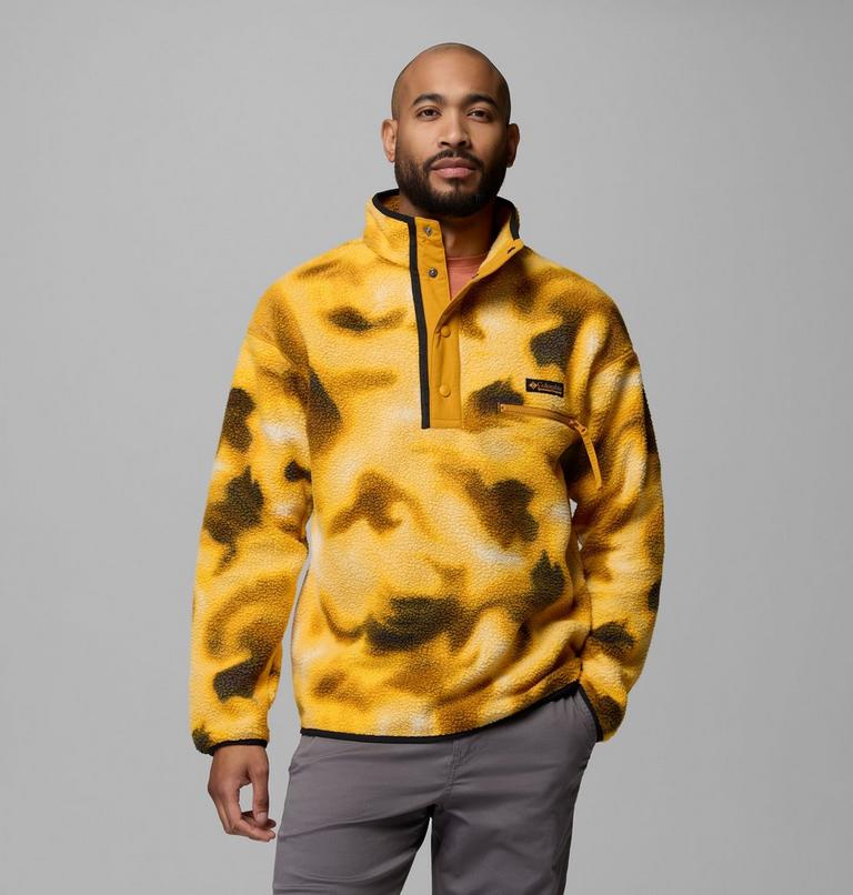 Men's Helvetia II Printed Half Snap Fleece, Color: Squash Dyeflow, image 1