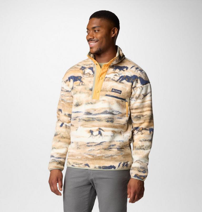 Helvetia II Printed Half Snap Fleece, Color: Lemon Wash Roaming, image 4