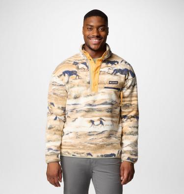 Men's Helvetia II Printed Half Snap Fleece, Color: Lemon Wash Roaming, image 15