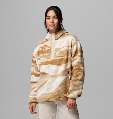 Women's Helvetia II Sherpa Fleece Printed Hoodie, Color: Sea Salt, Summits, image 5