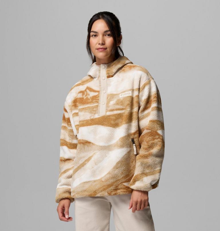 Women's Helvetia II Sherpa Fleece Printed Hoodie, Color: Sea Salt, Summits, image 1