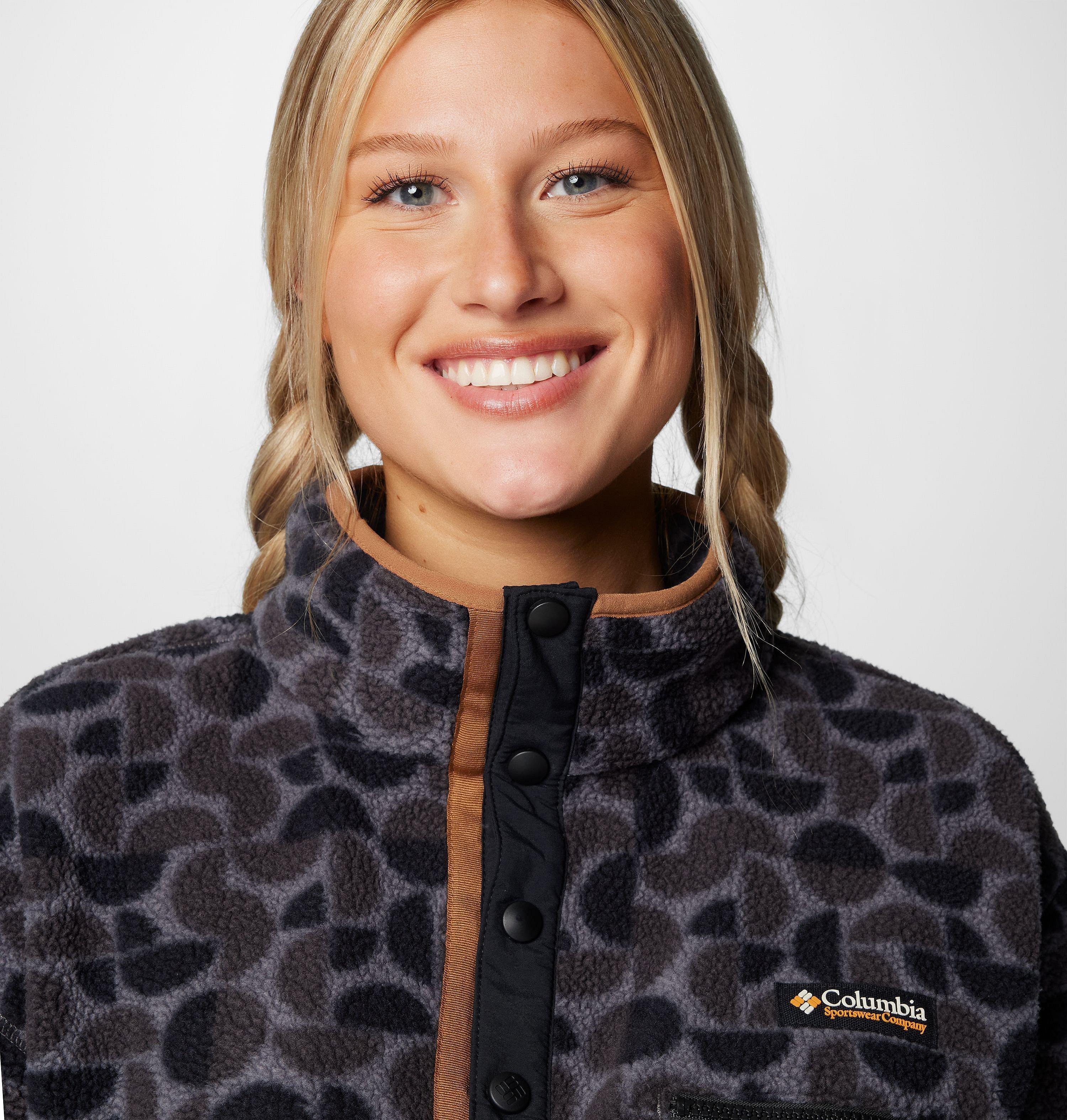 Women's Helvetia II Printed Cropped Half Snap Fleece Pullover 5