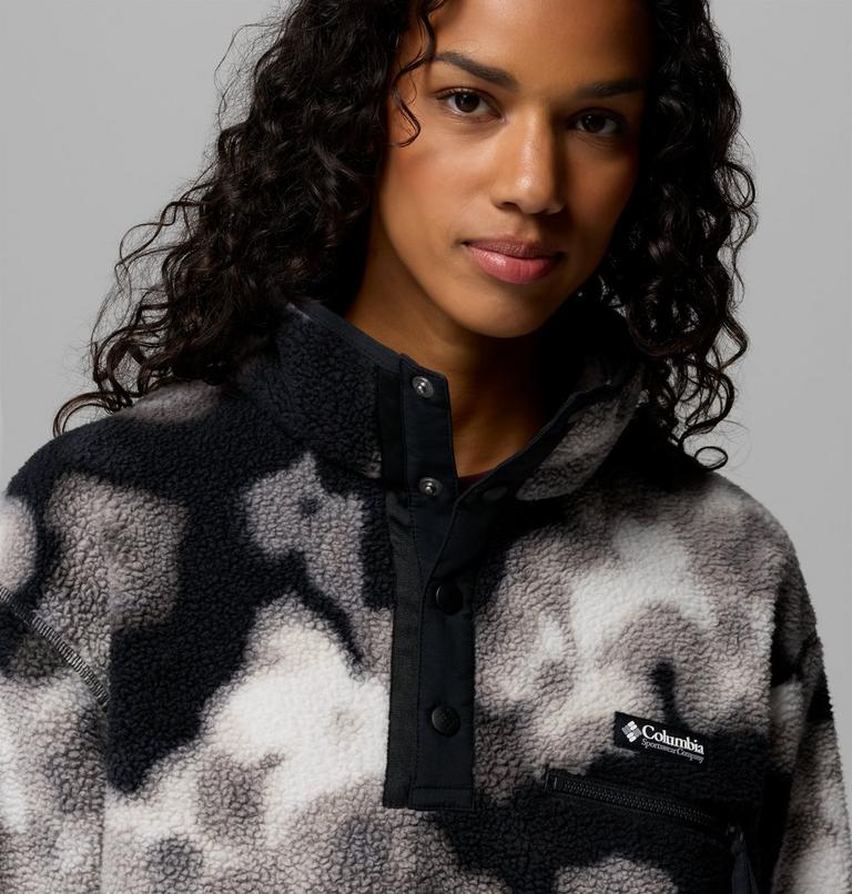 Polaire Sherpa Courte Semi-boutonn&eacute;e avec Imprim&eacute; Helvetia II Femme, Color: Black, Dyeflower, image 5
