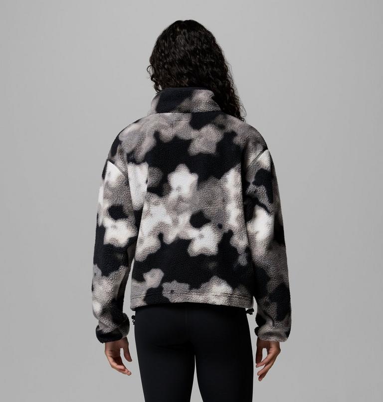 Polaire Sherpa Courte Semi-boutonn&eacute;e avec Imprim&eacute; Helvetia II Femme, Color: Black, Dyeflower, image 3