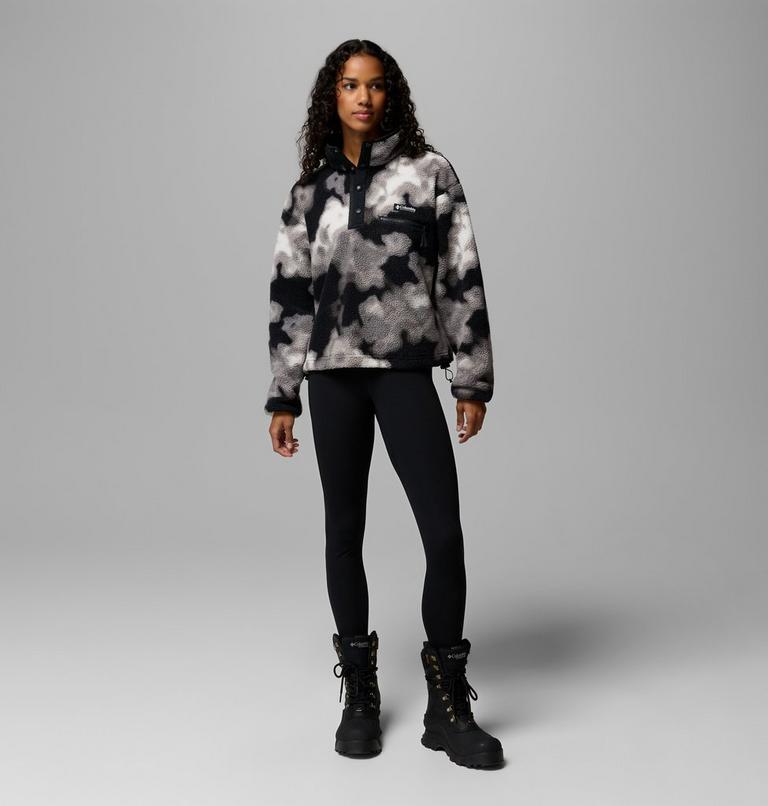 Polaire Sherpa Courte Semi-boutonn&eacute;e avec Imprim&eacute; Helvetia II Femme, Color: Black, Dyeflower, image 2