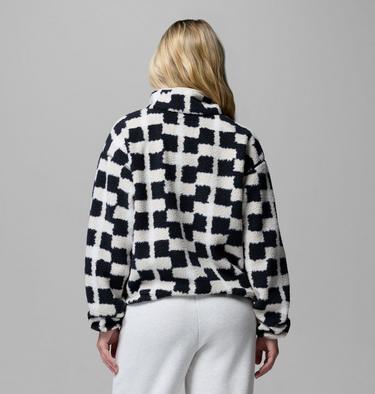 Polaire Sherpa Courte Semi-boutonn&eacute;e avec Imprim&eacute; Helvetia II Femme, Color: Black, Geostack, image 7