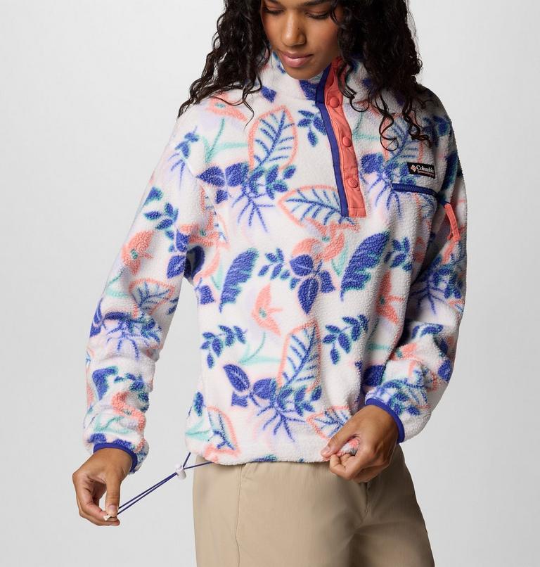 Women's Helvetia II Cropped Sherpa Half Snap Printed Fleece, Color: Sea Salt Pasteled Multi, image 5