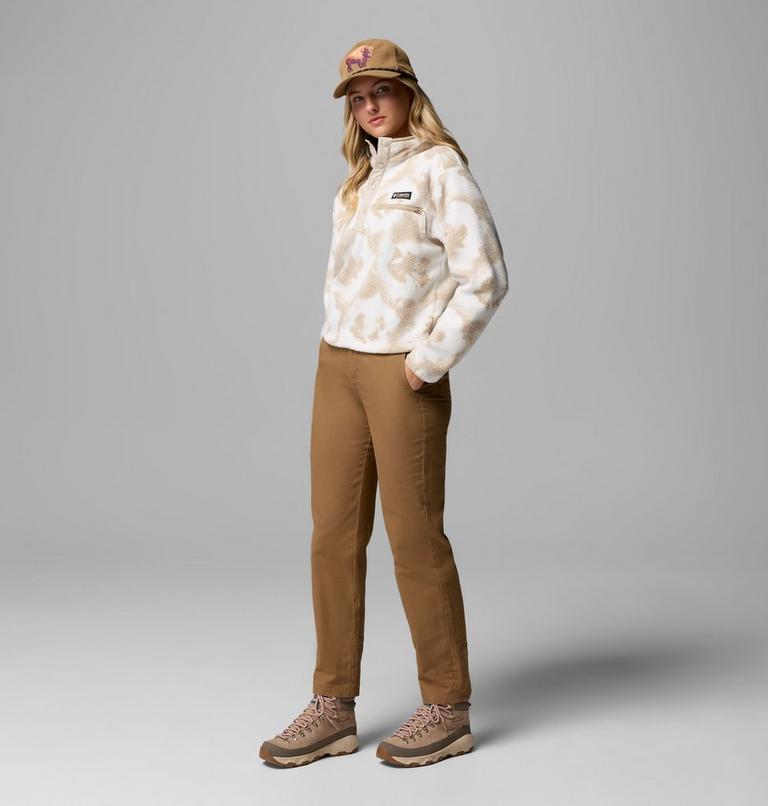 Women's Helvetia II Cropped Sherpa Half Snap Printed Fleece, Color: Sea Salt, Sprayflower, image 2