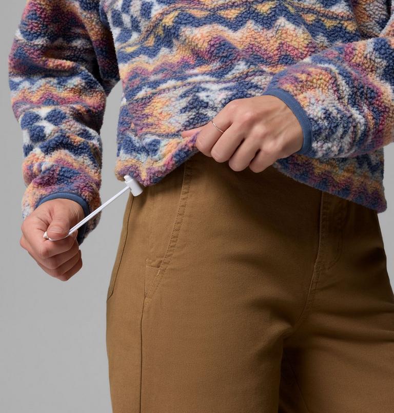 Women's Helvetia II Cropped Sherpa Half Snap Printed Fleece, Color: Sea Salt, Retrotree, image 6