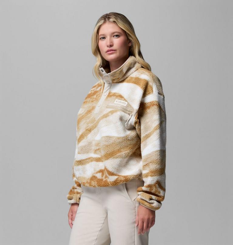 Helvetia II gecropptes Sherpa Half Snap Fleece mit Print f&uuml;r Frauen, Color: Sea Salt, Summits, image 4
