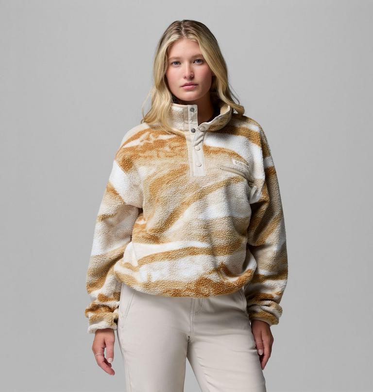 Helvetia II gecropptes Sherpa Half Snap Fleece mit Print f&uuml;r Frauen, Color: Sea Salt, Summits, image 1