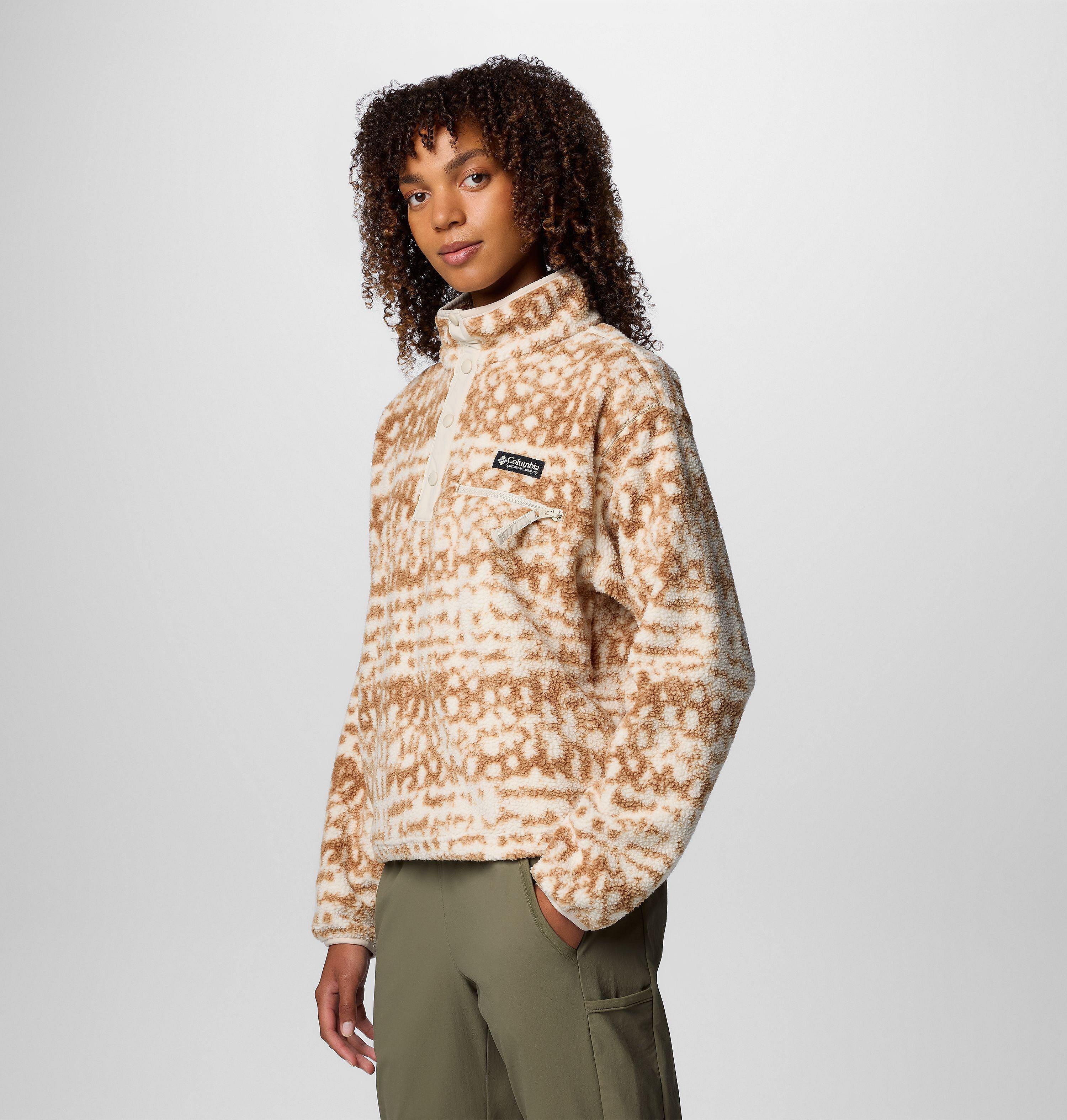 Women's Helvetia II Printed Cropped Half Snap Fleece Pullover 4