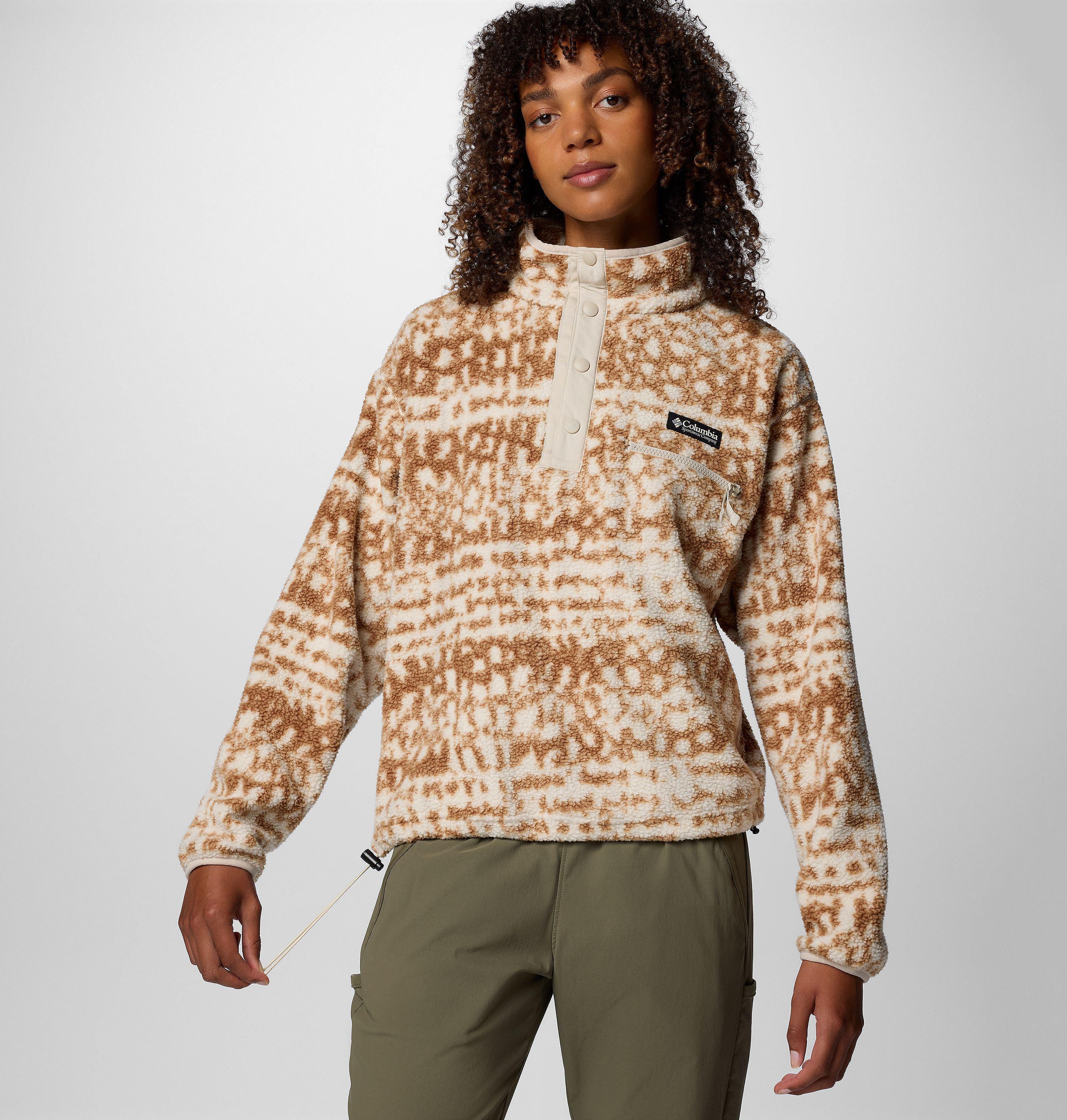 Women's Helvetia II Printed Cropped Half Snap Fleece Pullover 6