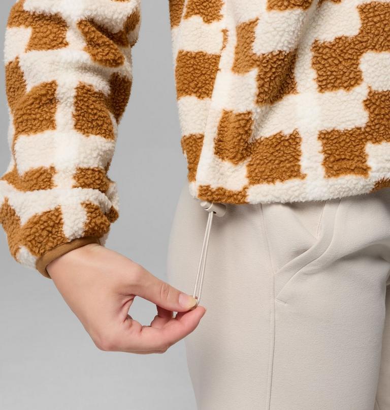 Polaire Sherpa Courte Semi-boutonn&eacute;e avec Imprim&eacute; Helvetia II Femme, Color: Camel Brown, Geostack, image 6