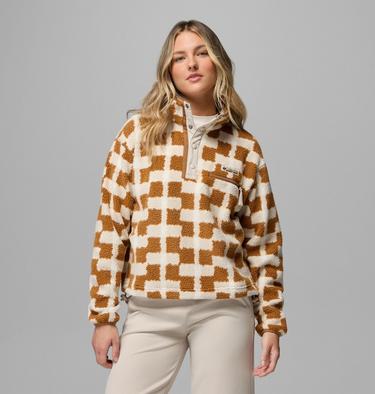 Helvetia II Printed Cropped Half Snap, Color: Camel Brown, Geostack, image 1