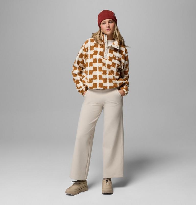 Polaire Sherpa Courte Semi-boutonn&eacute;e avec Imprim&eacute; Helvetia II Femme, Color: Camel Brown, Geostack, image 2