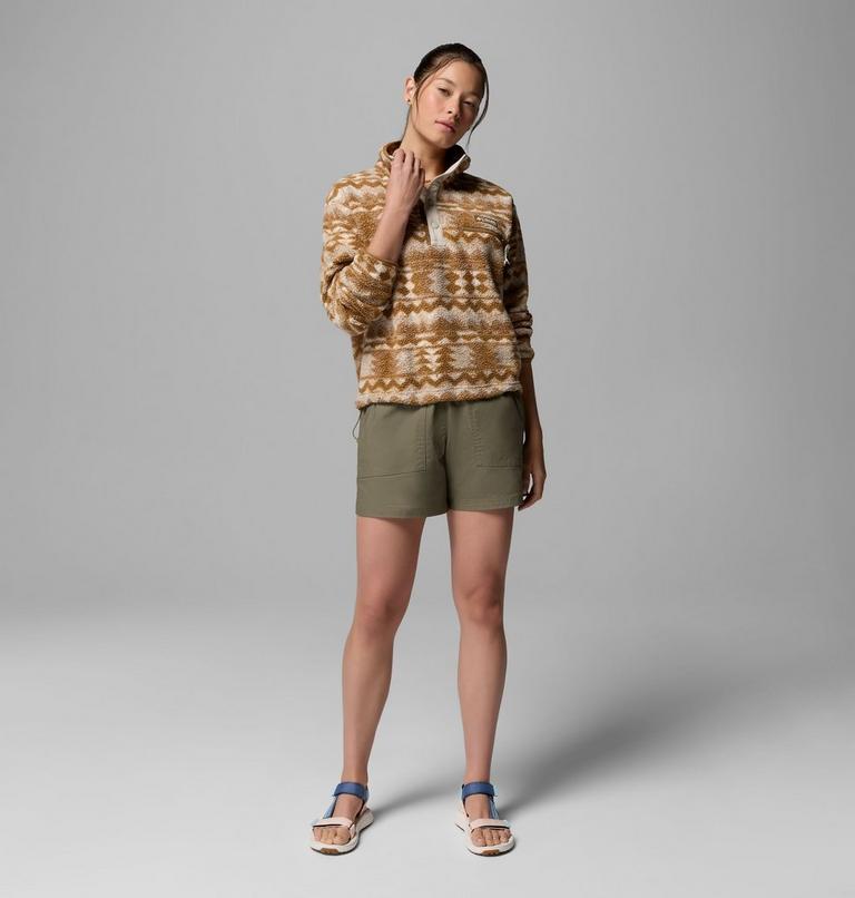 Women's Helvetia II Cropped Sherpa Half Snap Printed Fleece, Color: Delta, Retrotree, image 2