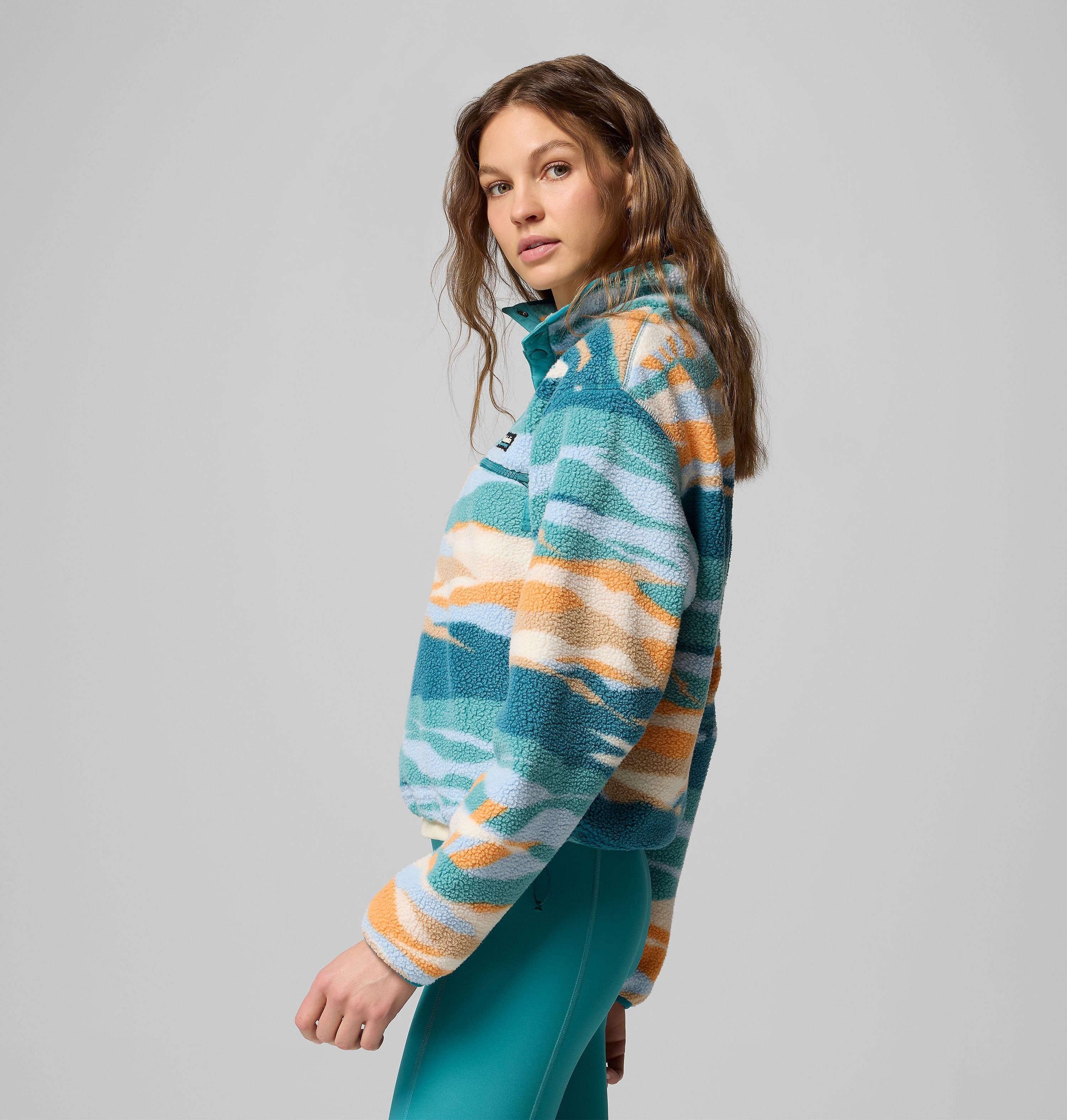 Women's Helvetia II Printed Cropped Half Snap Fleece Pullover 4
