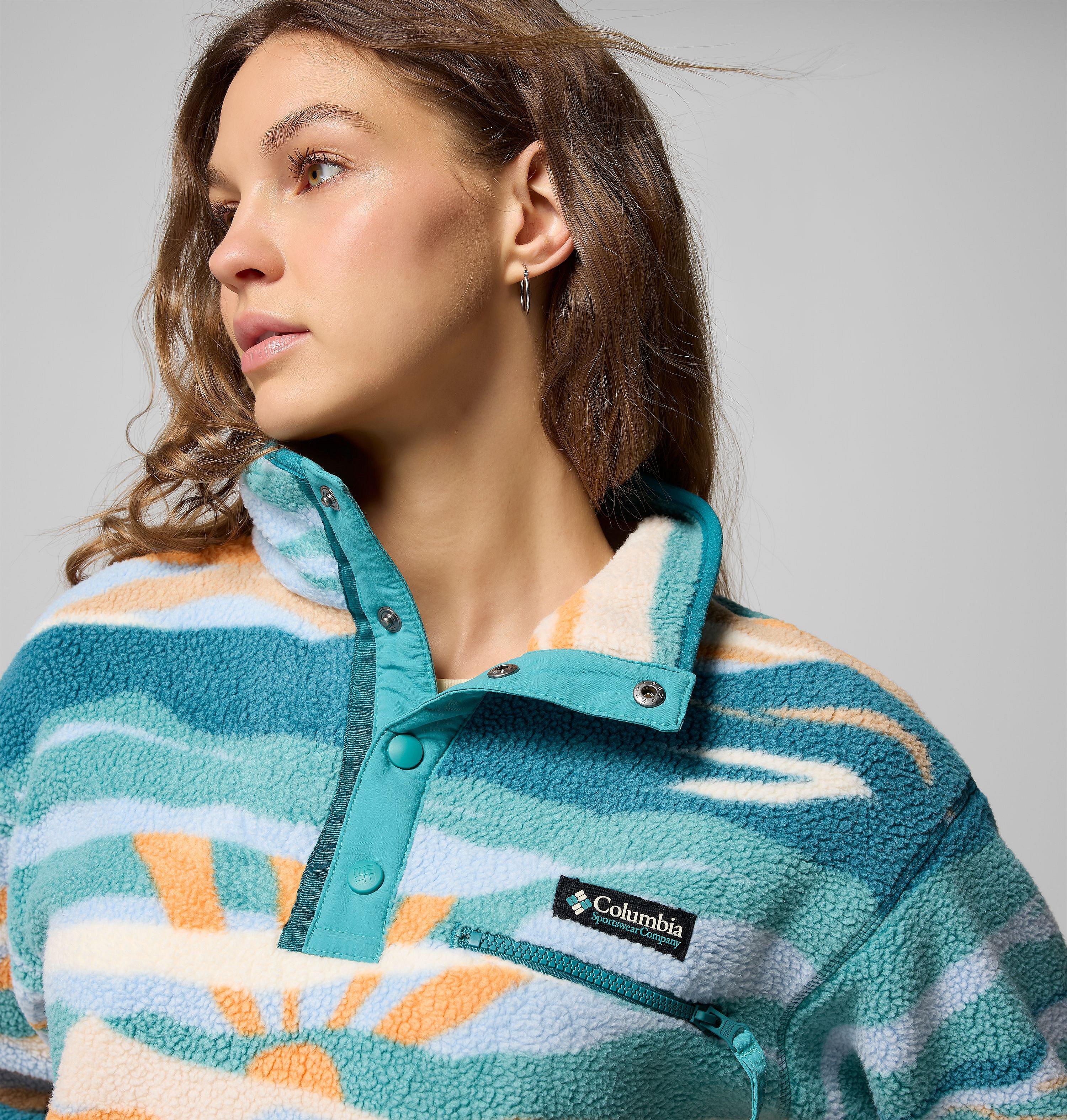 Women's Helvetia II Printed Cropped Half Snap Fleece Pullover 5