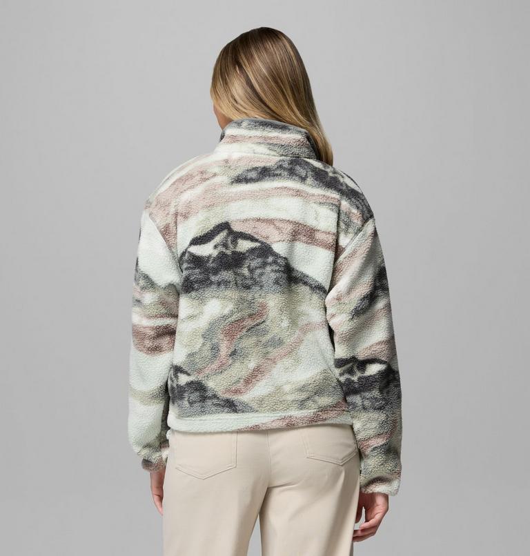 Polaire Sherpa Courte Semi-boutonn&eacute;e avec Imprim&eacute; Helvetia II Femme, Color: Sedona Sage, Summits, image 3