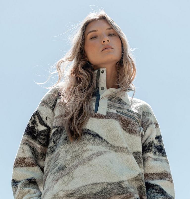 Forro polar sherpa corto con cierre medio y estampado Helvetia II para mujer, Color: Sedona Sage, Summits, image 7