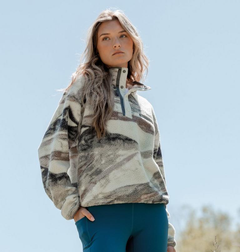 Forro polar sherpa corto con cierre medio y estampado Helvetia II para mujer, Color: Sedona Sage, Summits, image 9