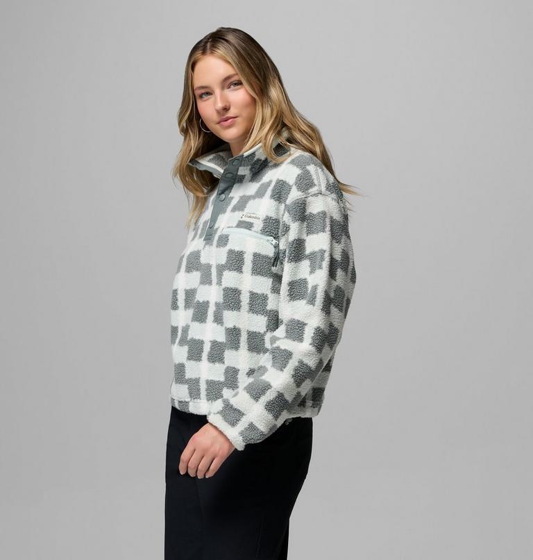 Polaire Sherpa Courte Semi-boutonn&eacute;e avec Imprim&eacute; Helvetia II Femme, Color: Sedona Sage, Geostack, image 4