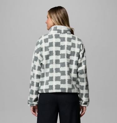 Women's Helvetia II Cropped Sherpa Half Snap Printed Fleece, Color: Sedona Sage, Geostack, image 31