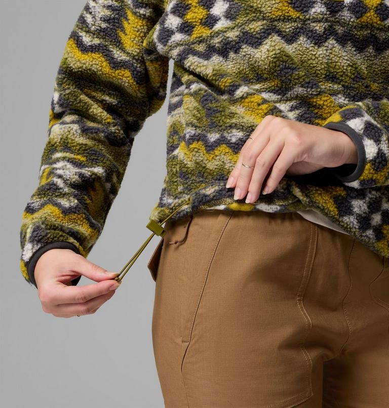 Women's Helvetia II Cropped Sherpa Half Snap Printed Fleece, Color: Mossy Green, Retrotree, image 6