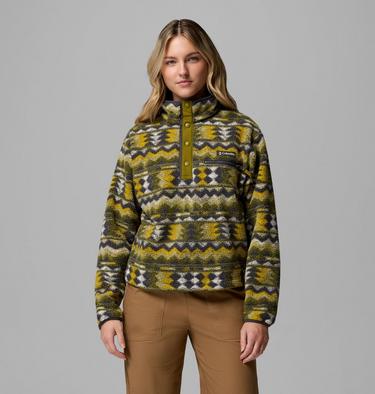 Helvetia II Printed Cropped Half Snap, Color: Mossy Green, Retrotree, image 11