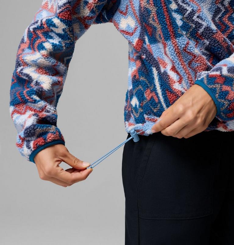 Women's Helvetia II Cropped Sherpa Half Snap Printed Fleece, Color: Rainy Day, Geomix, image 6