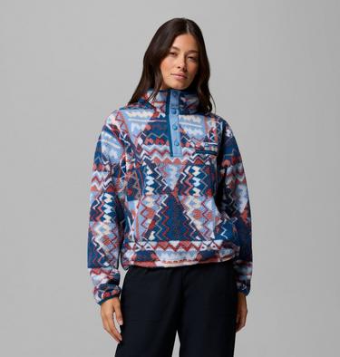 Women's Helvetia II Cropped Sherpa Half Snap Printed Fleece, Color: Rainy Day, Geomix, image 37
