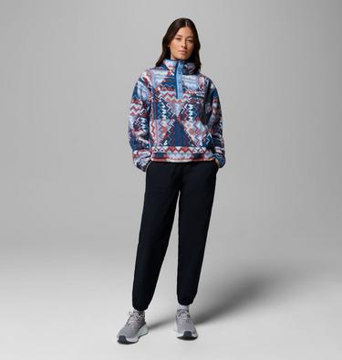 Women's Helvetia II Cropped Sherpa Half Snap Printed Fleece, Color: Rainy Day, Geomix, image 38