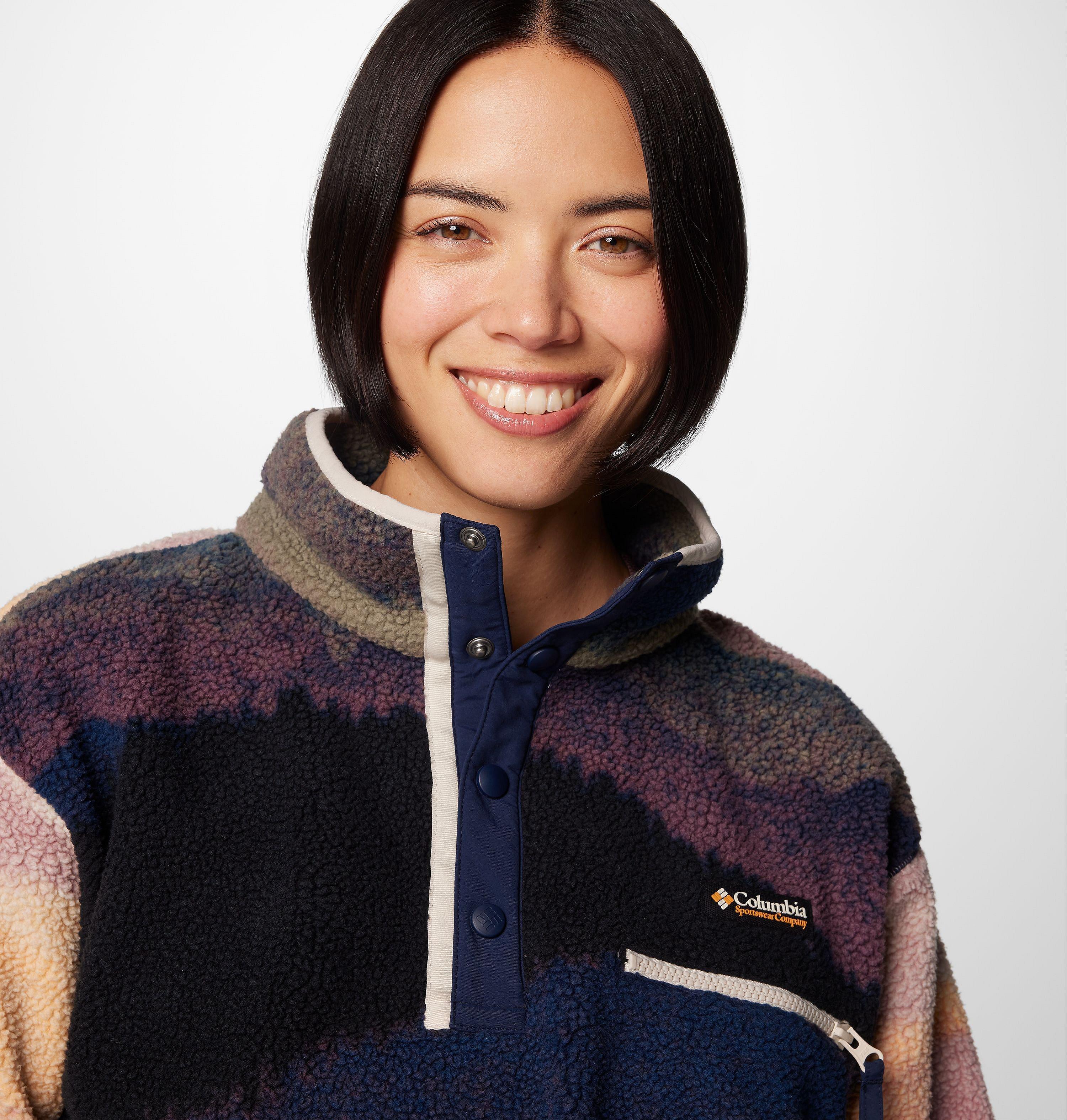 Women's Helvetia II Printed Cropped Half Snap Fleece Pullover