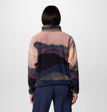 Women's Helvetia II Cropped Sherpa Half Snap Printed Fleece, Color: Collegiate Navy Dolomites, image 10