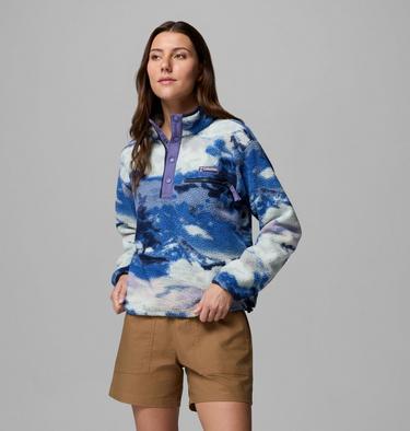 Women's Helvetia II Cropped Sherpa Half Snap Printed Fleece, Color: Nocturnal, Dreaming, image 52