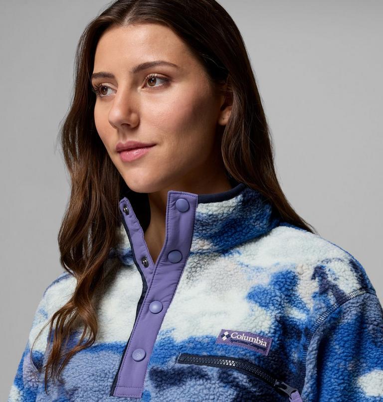 Women's Helvetia II Cropped Sherpa Half Snap Printed Fleece, Color: Nocturnal, Dreaming, image 5