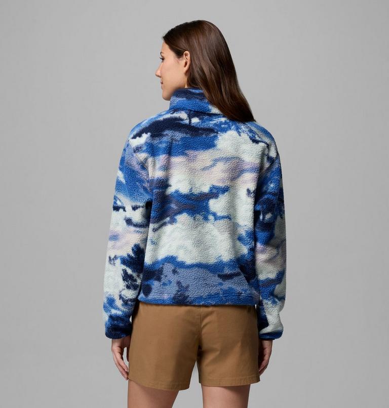Women's Helvetia II Cropped Sherpa Half Snap Printed Fleece, Color: Nocturnal, Dreaming, image 3