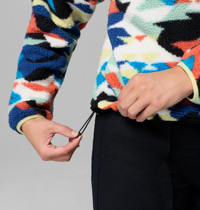 Women's Helvetia II Cropped Sherpa Half Snap Printed Fleece, Color: Compass Blue Reflections, Compass Blue, , image 6