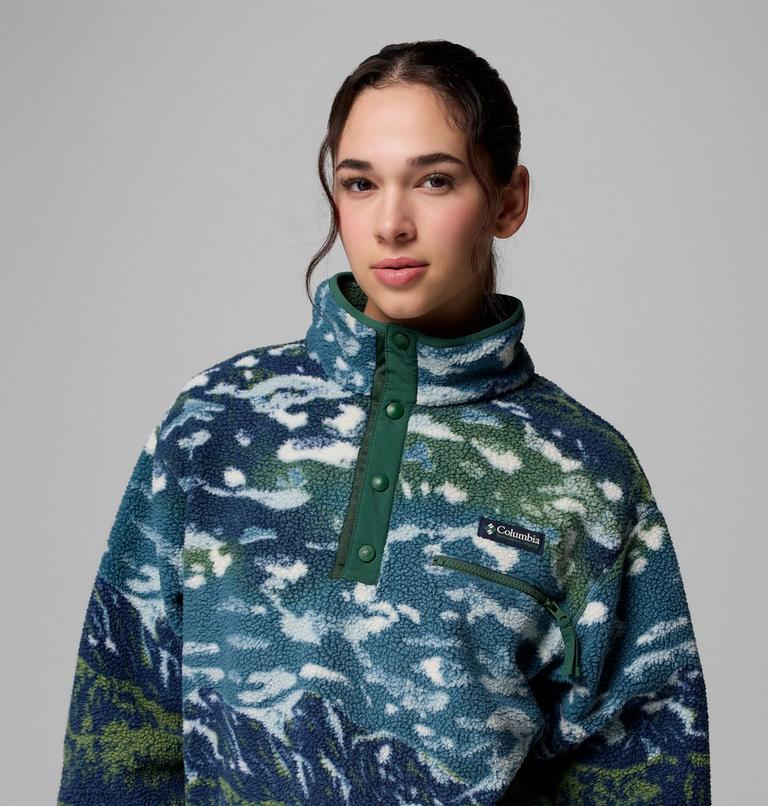 Helvetia II Printed Cropped Half Snap, Color: Everblue Sisters, Rain Forest, image 5