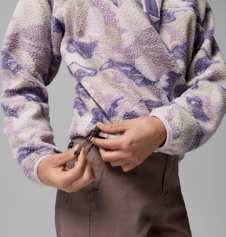 Women's Helvetia II Cropped Sherpa Half Snap Printed Fleece, Color: Lavender Pearl, Sunscape, image 6