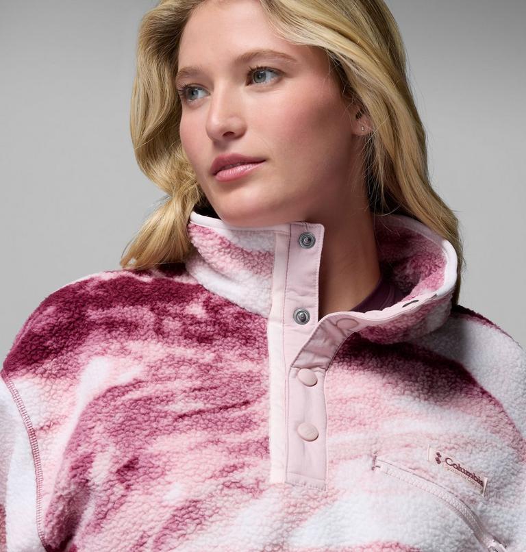 Polaire Sherpa Courte Semi-boutonn&eacute;e avec Imprim&eacute; Helvetia II Femme, Color: Antique Mauve, Summits, image 5