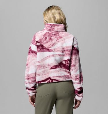 Women's Helvetia II Cropped Sherpa Half Snap Printed Fleece, Color: Antique Mauve, Summits, image 11