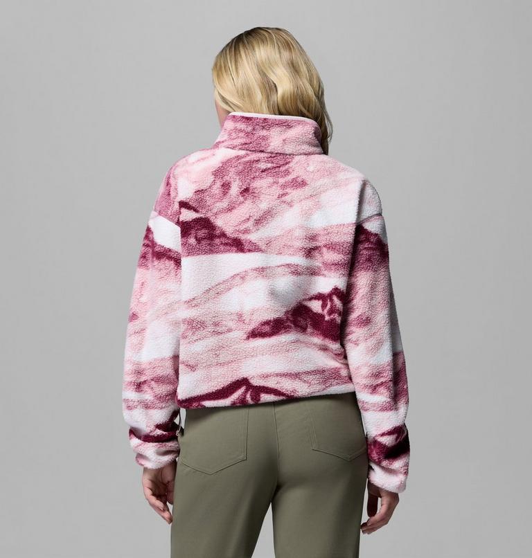 Polaire Sherpa Courte Semi-boutonn&eacute;e avec Imprim&eacute; Helvetia II Femme, Color: Antique Mauve, Summits, image 3